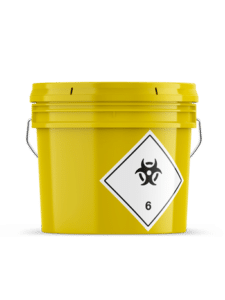 Yellow lid sharps bin
