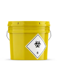 Yellow lid sharps bin