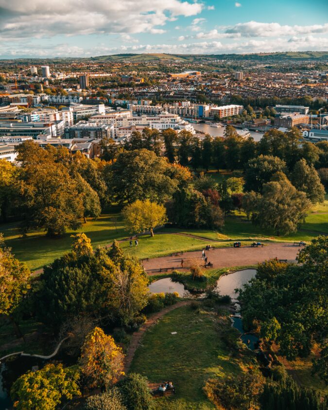 Bristol harbourside and Brandon hill.