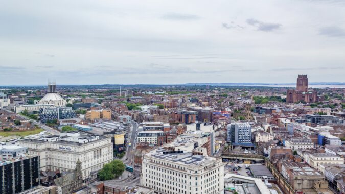 Liverpool skyline from above.