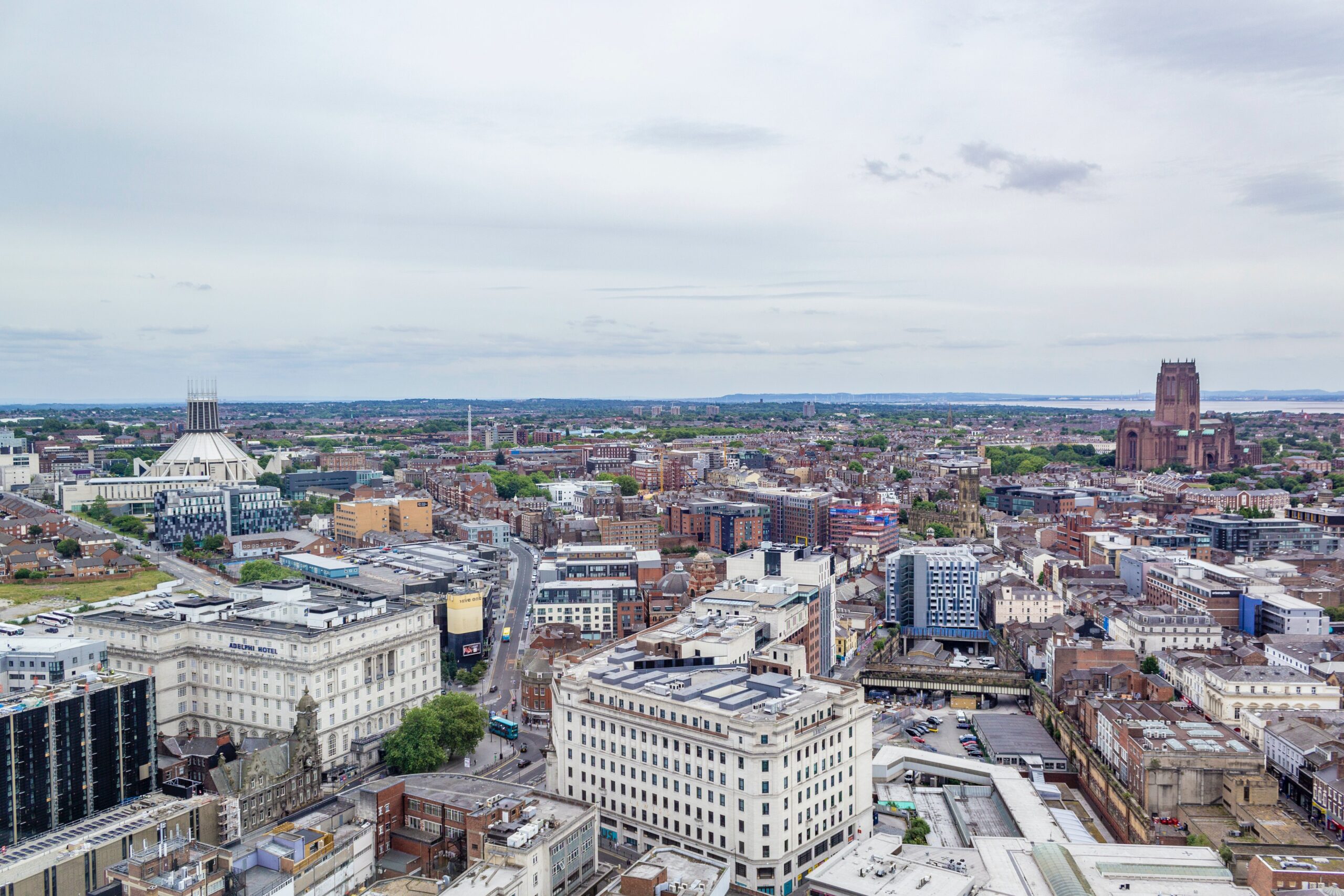Liverpool skyline from above.