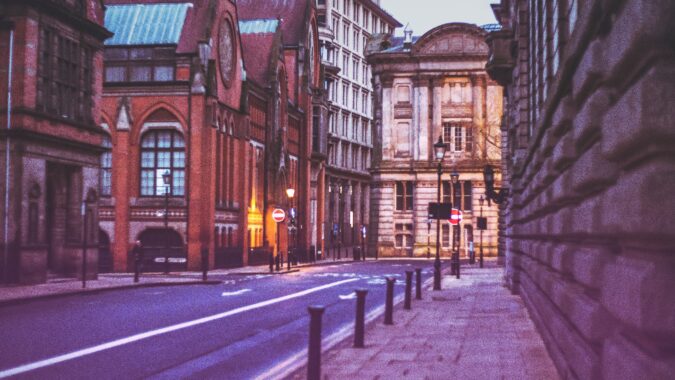 empty street in Birmingham.