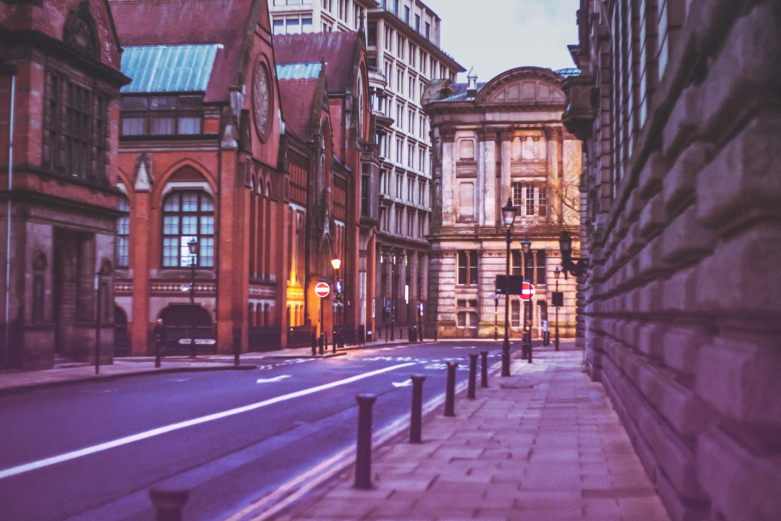 empty street in Birmingham.