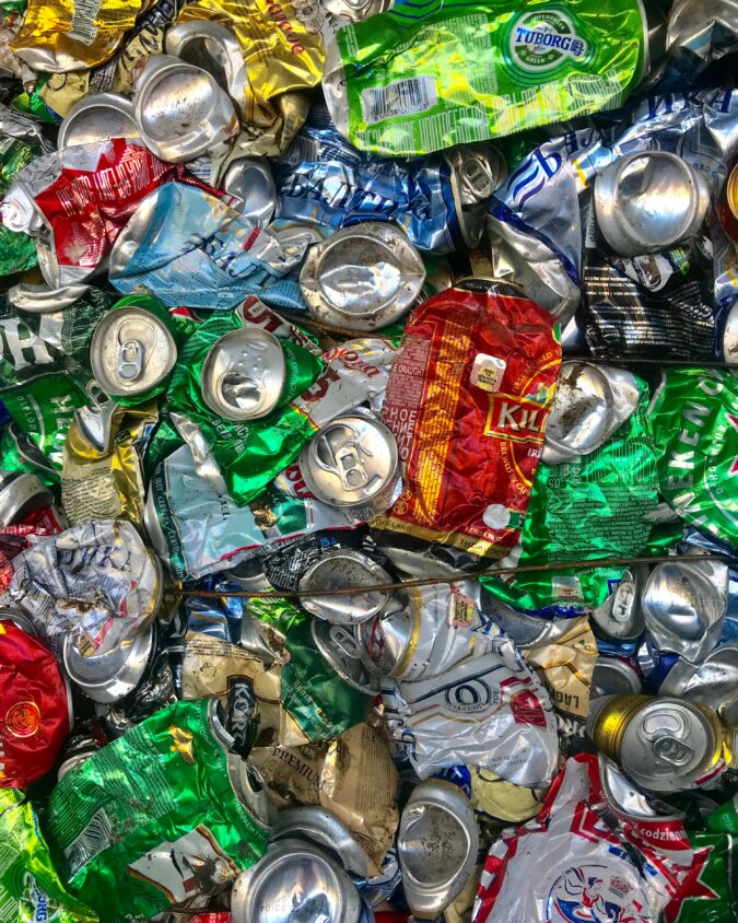 compacted aluminium cans.