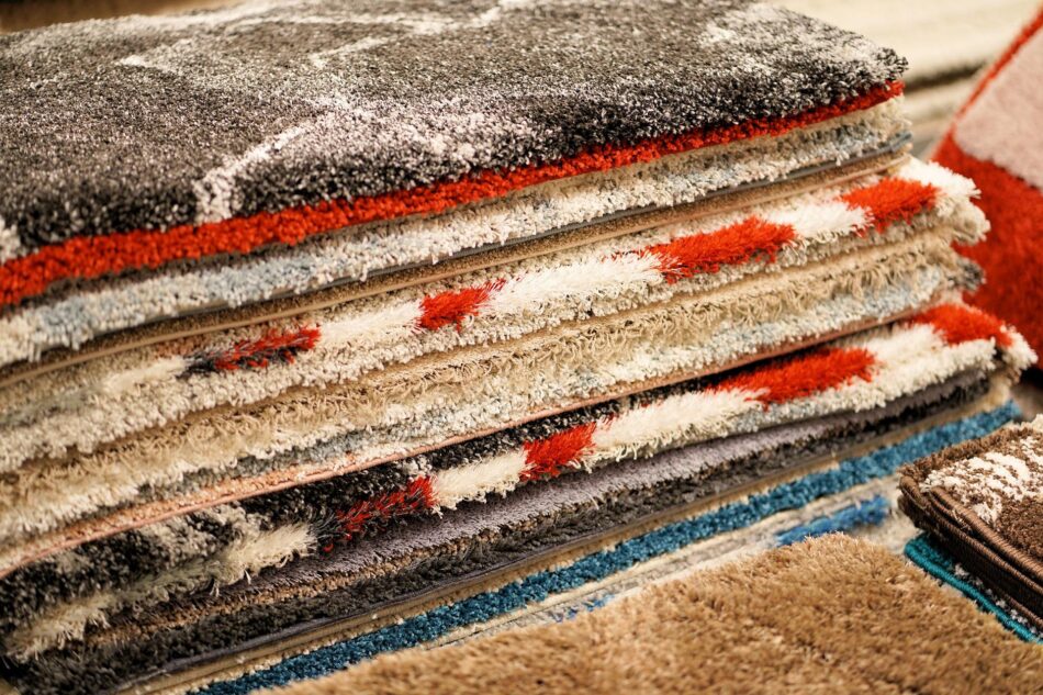 stack of carpets.