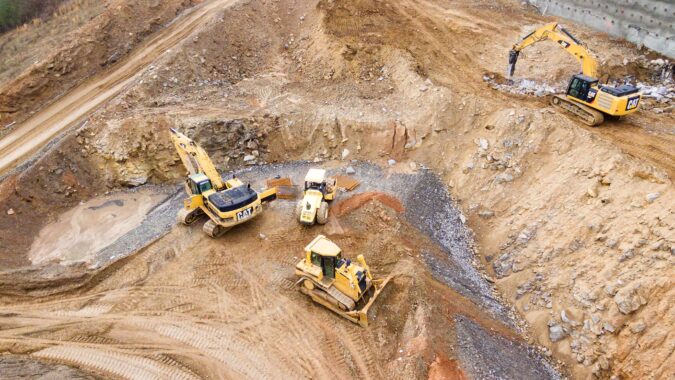 overhead view of construction site.