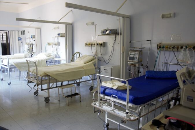 empty hospital beds.