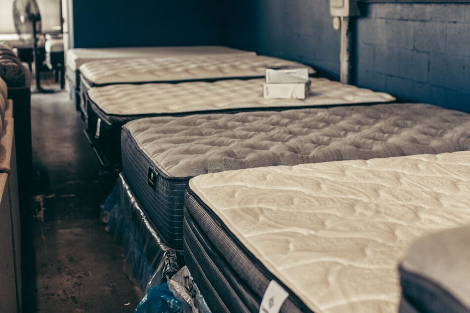 new mattresses in a row.