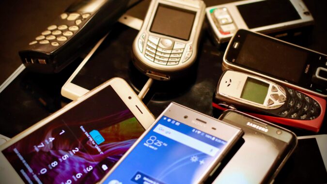 old and new mobile phones.
