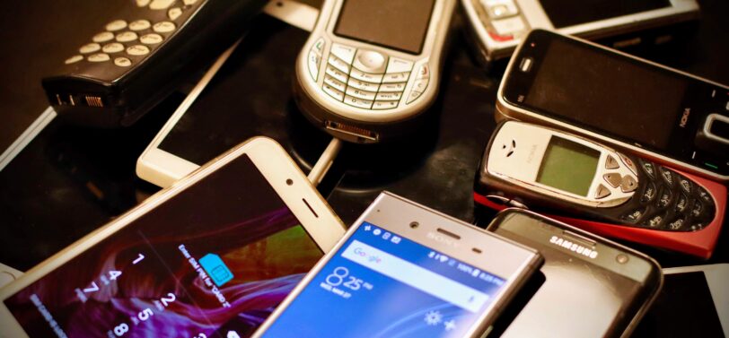 old and new mobile phones.