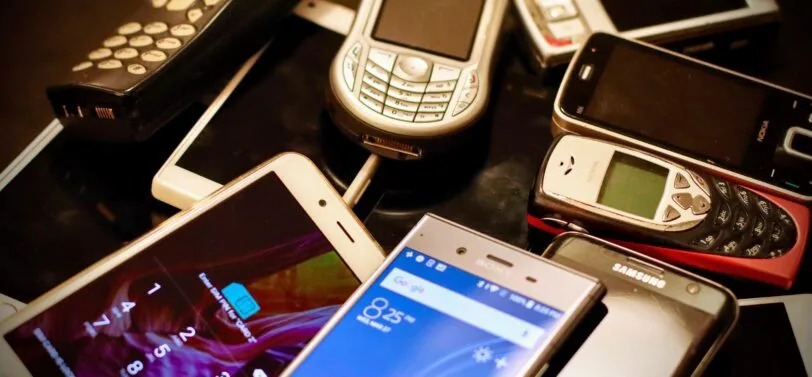 old and new mobile phones.