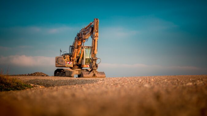 digger on construction site.