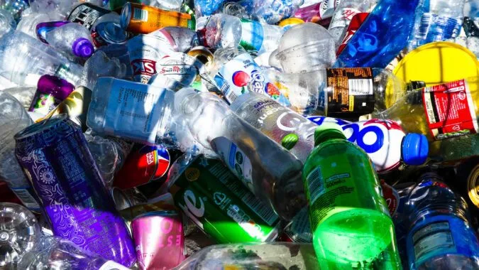 Empty waste plastic bottles.