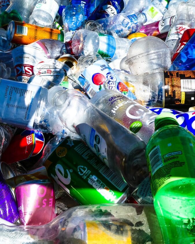 Empty waste plastic bottles.