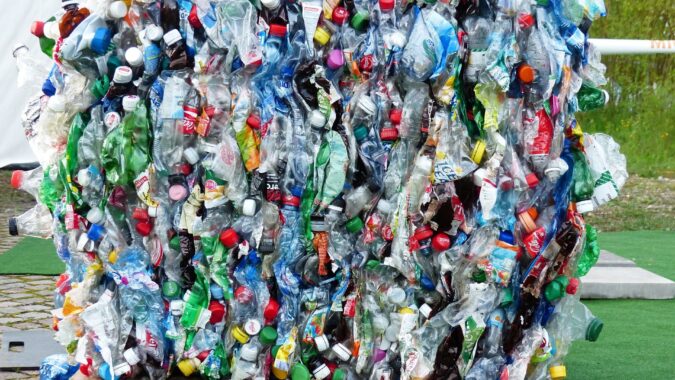 plastic bottles in a bale.