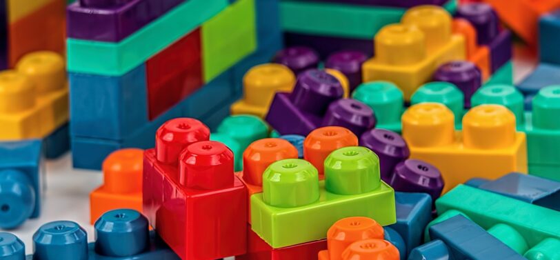 colourful plastic building blocks.