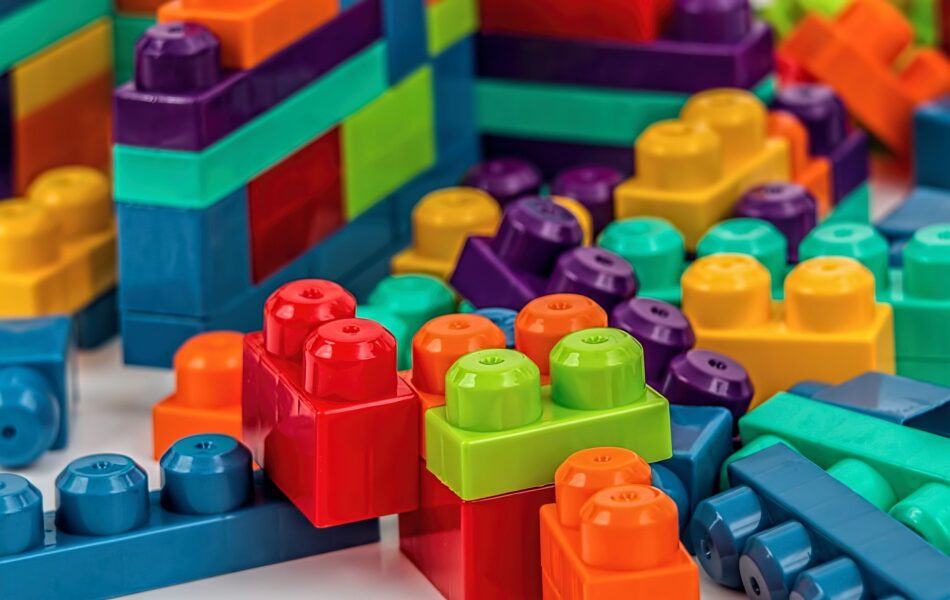 colourful plastic building blocks.