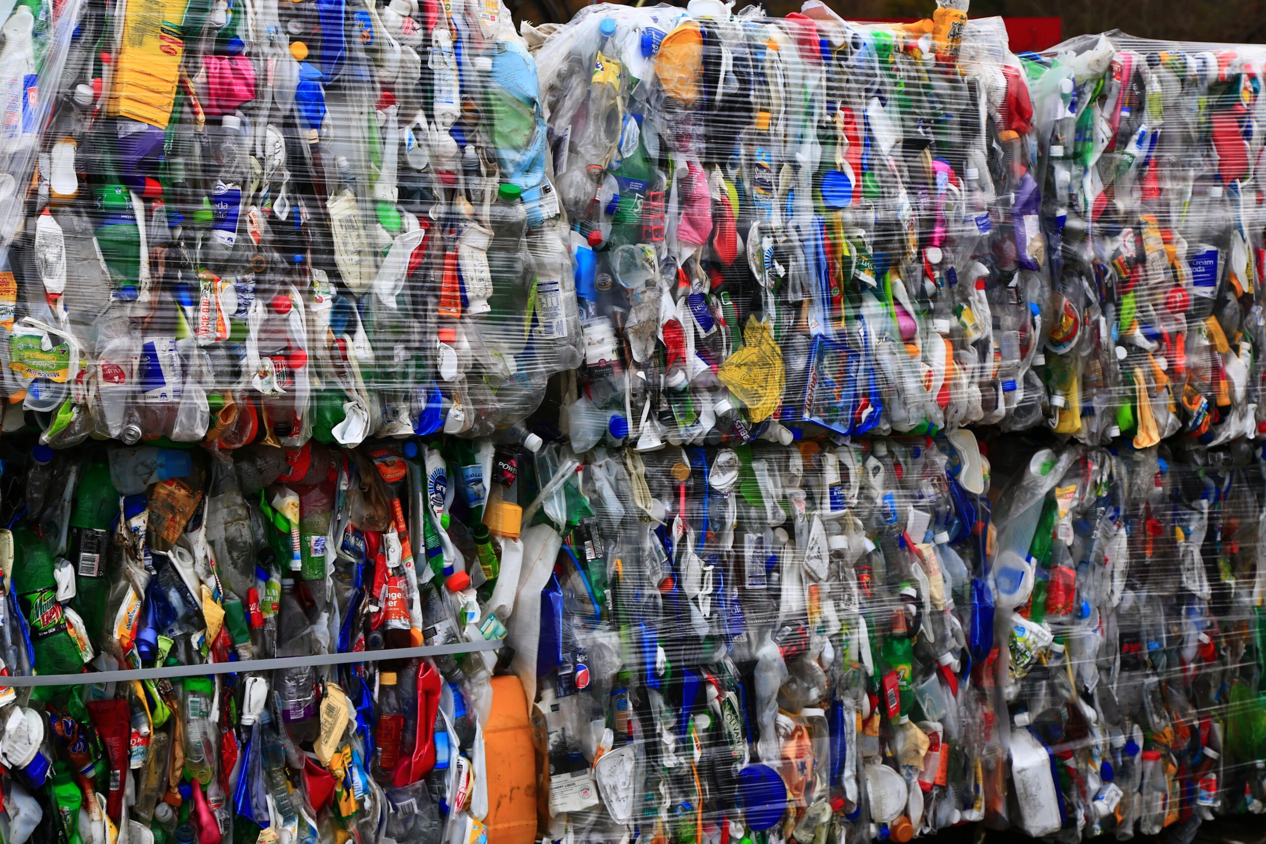 bales of plastic recycling.