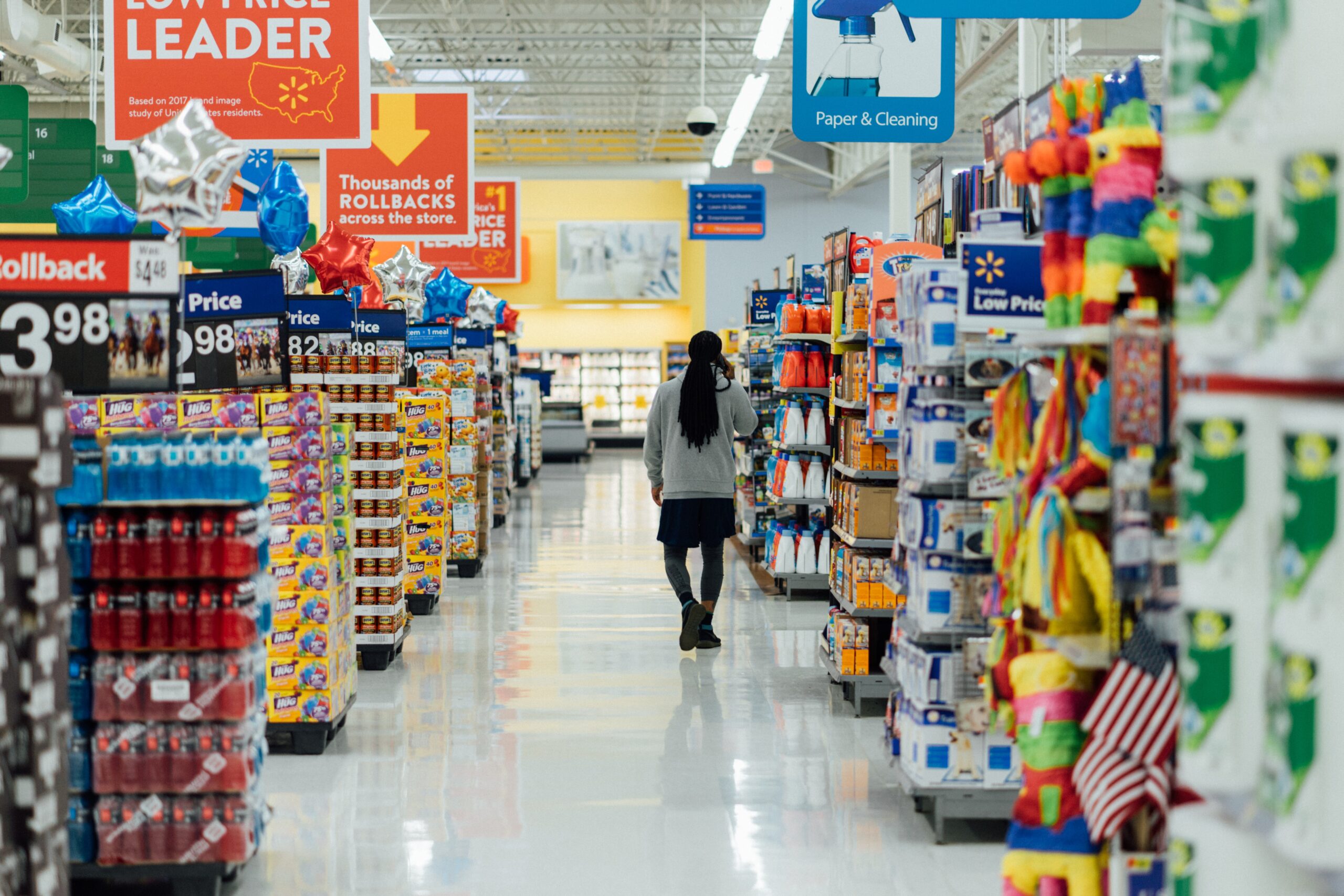 woman stood in supermarket.