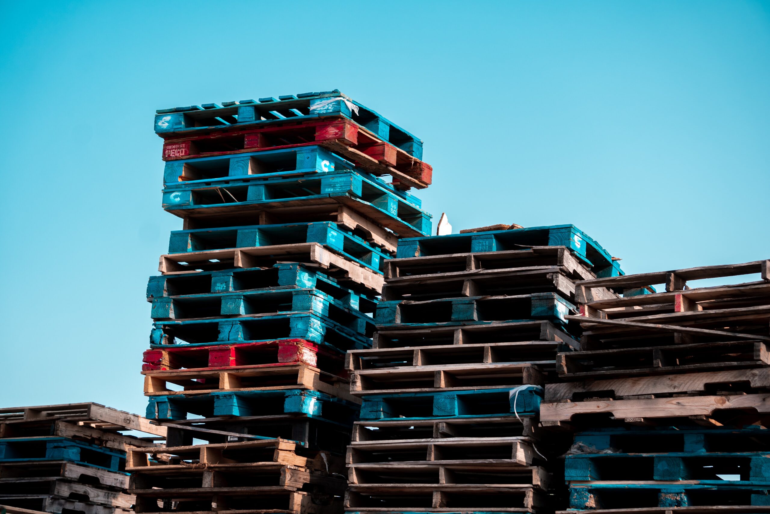 wood pallets stacked up.