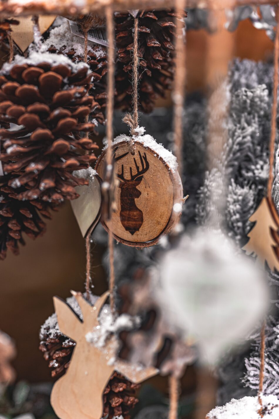 wooden reindeer christmas tree decoration.