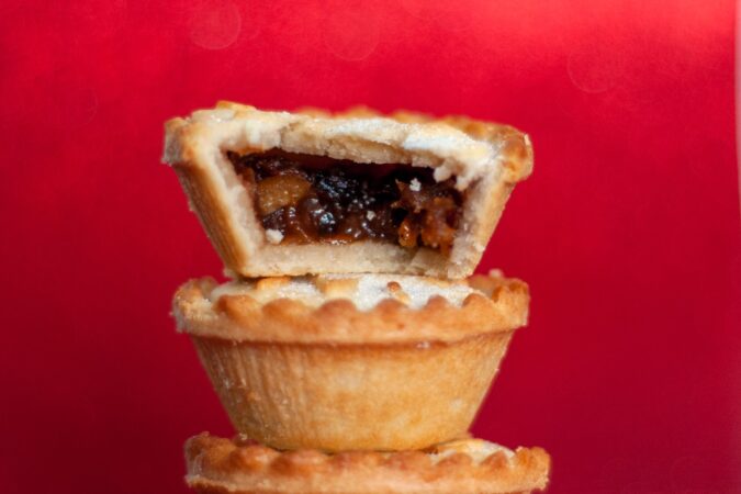 three mince pies on top of each other.