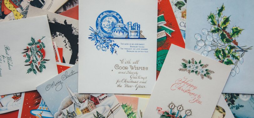 Christmas cards overlapping.