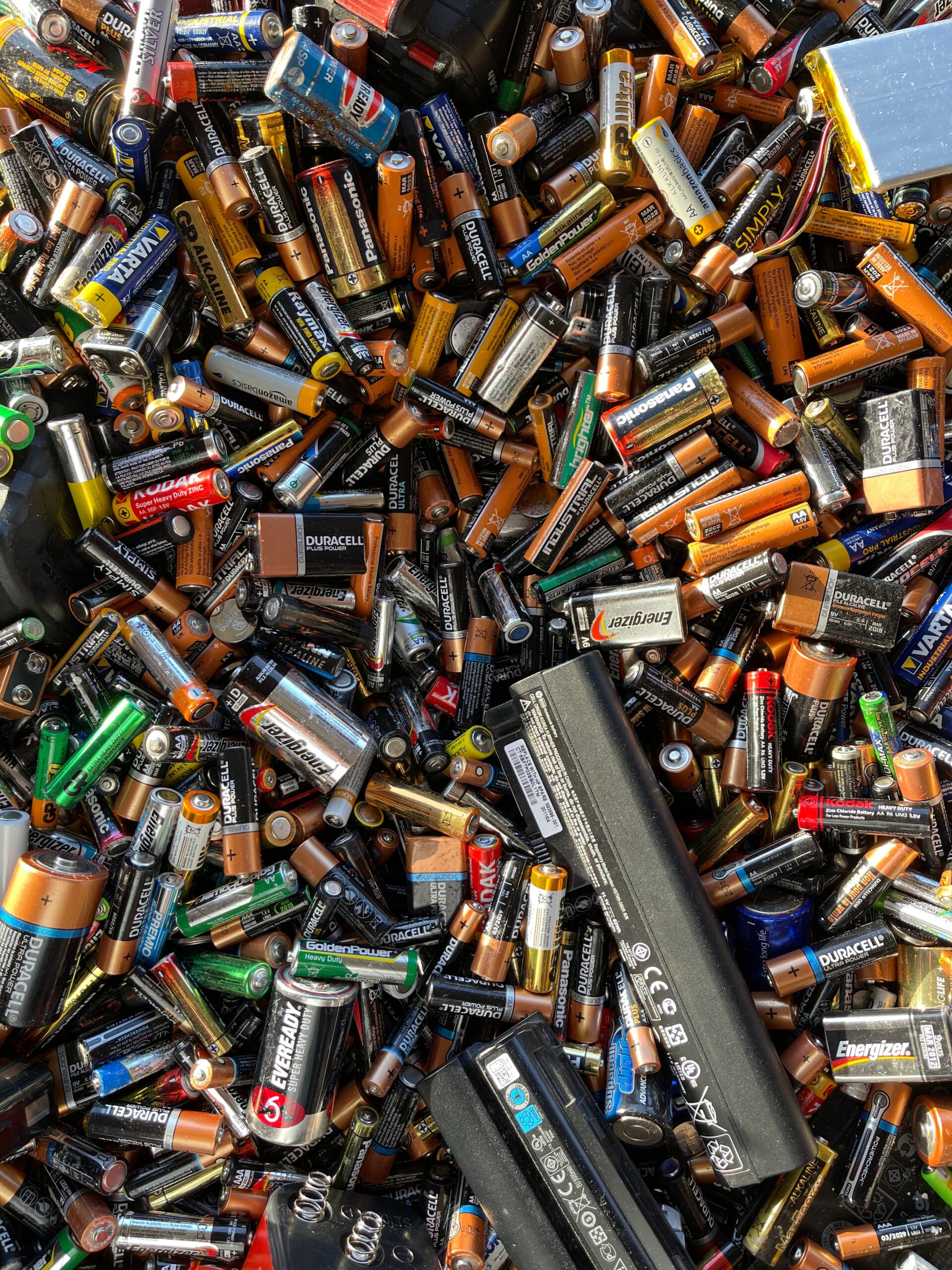big and small batteries on top of each other.