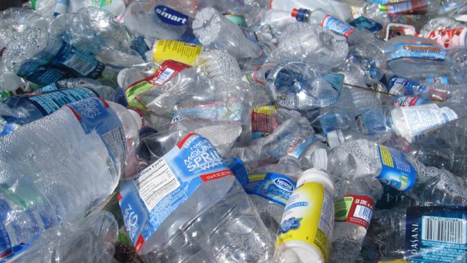 clear PET plastic bottles.
