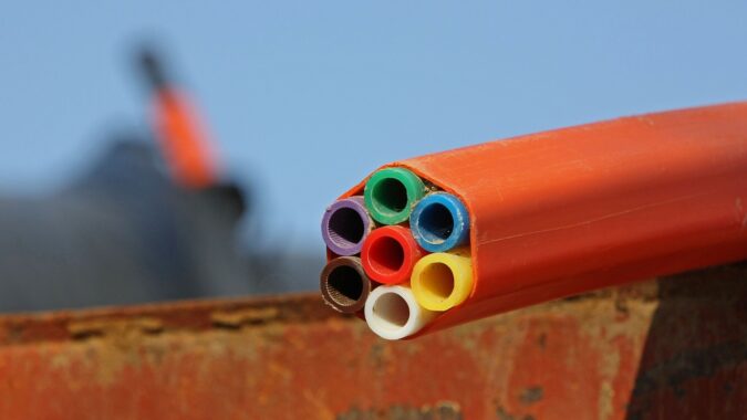 orange fibreglass pipe.