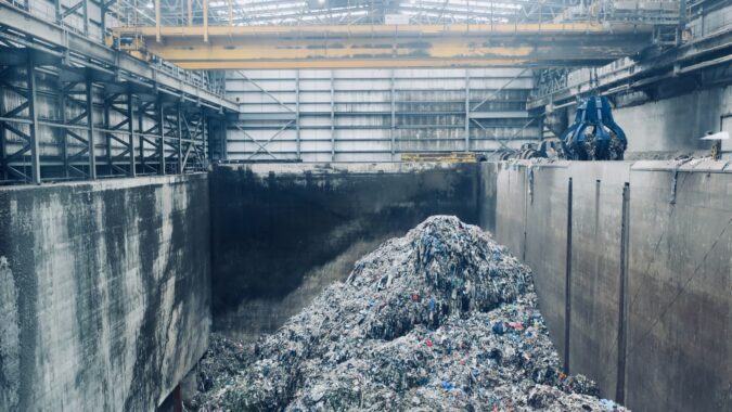 rubbish inside an energy from waste plant.
