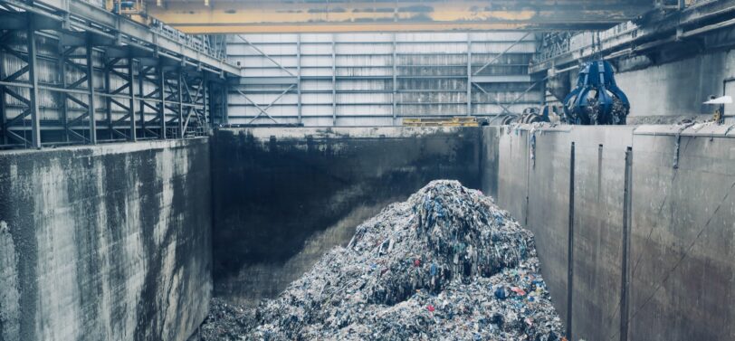 rubbish inside an energy from waste plant.