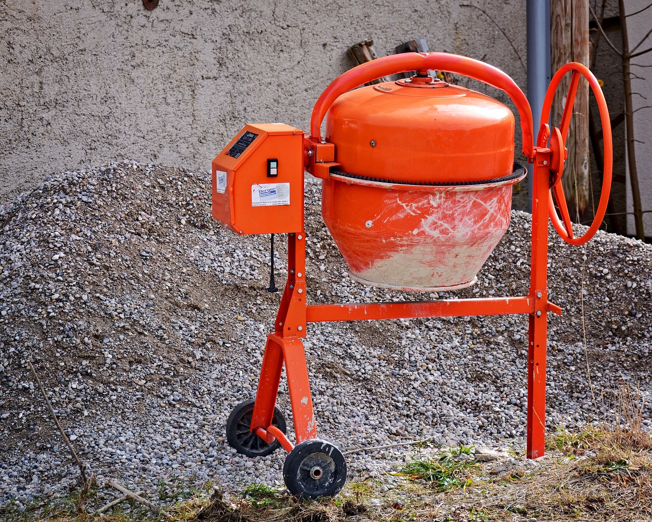 cement mixer on construction site.