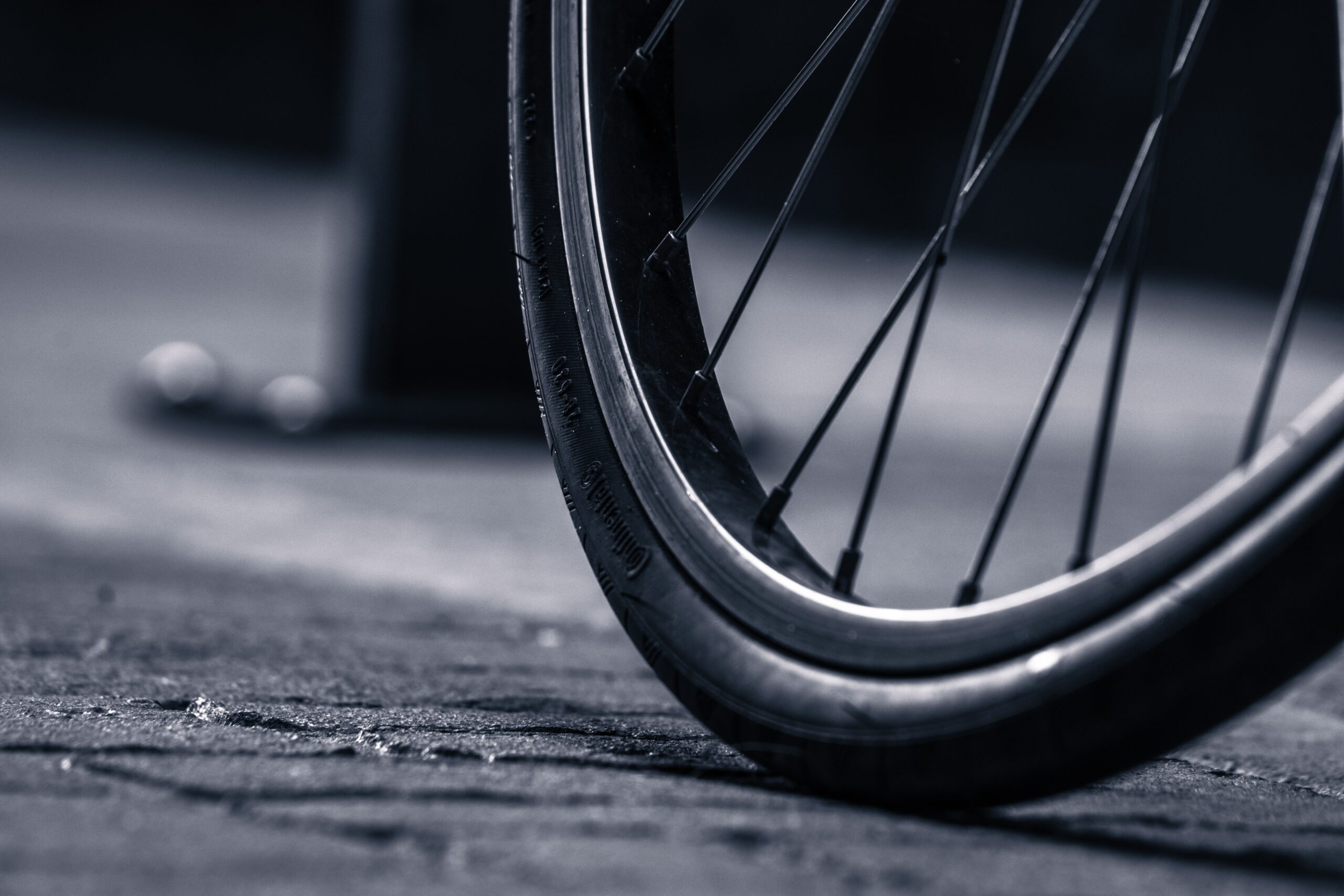 bike tyre on the pavement.