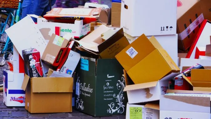 A mix of empty cardboard boxes.