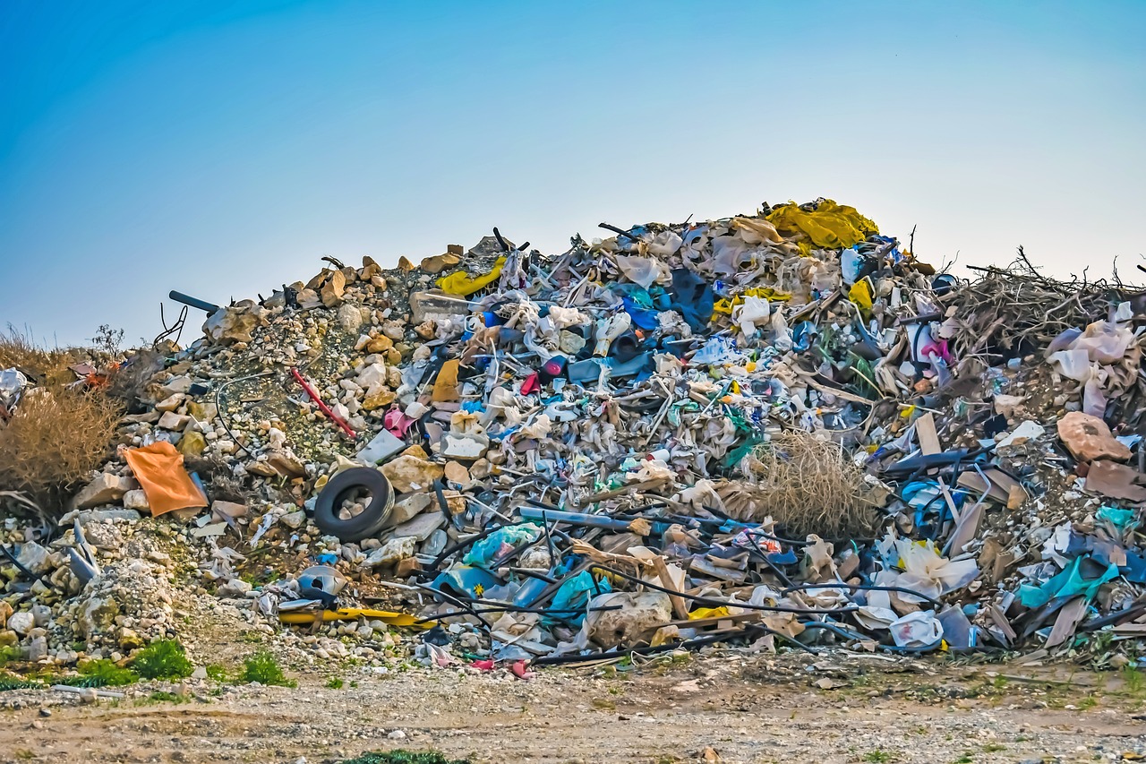 pile of waste at landfill site.