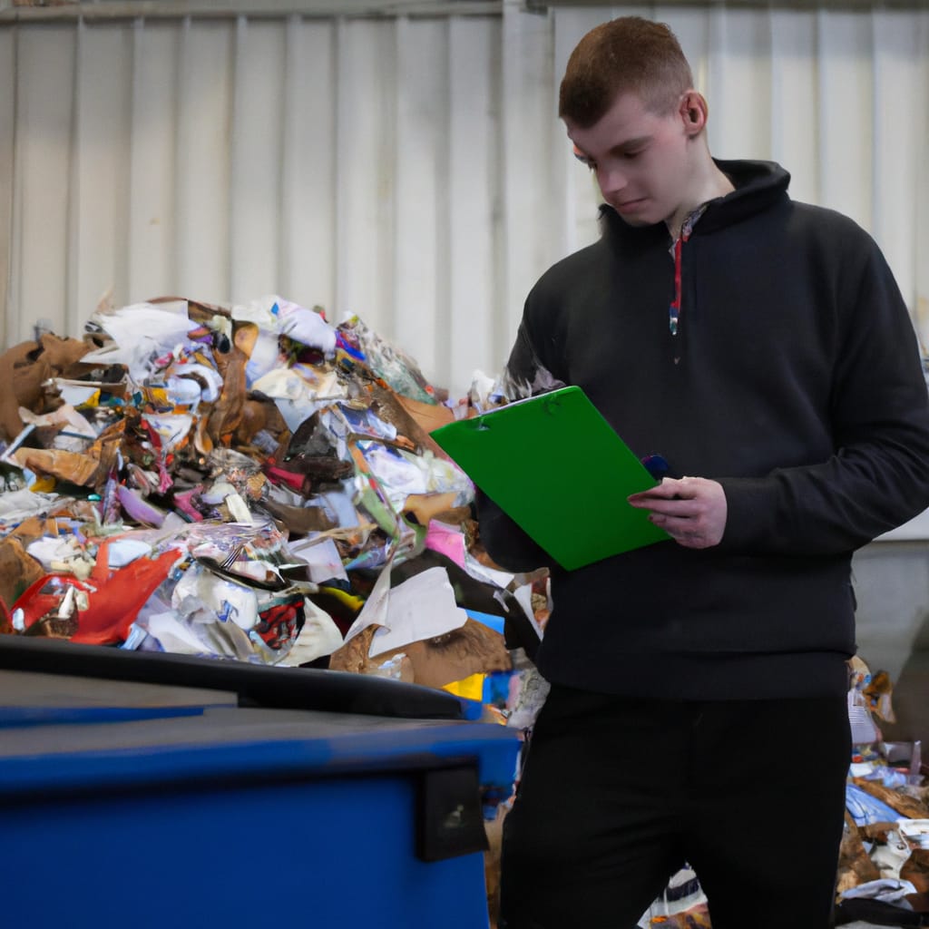 man with a clipboard completing a waste audit.