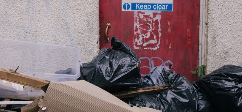 black bags in alley